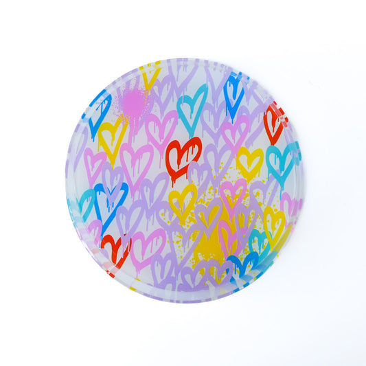 Graffiti Hearts Round Tray