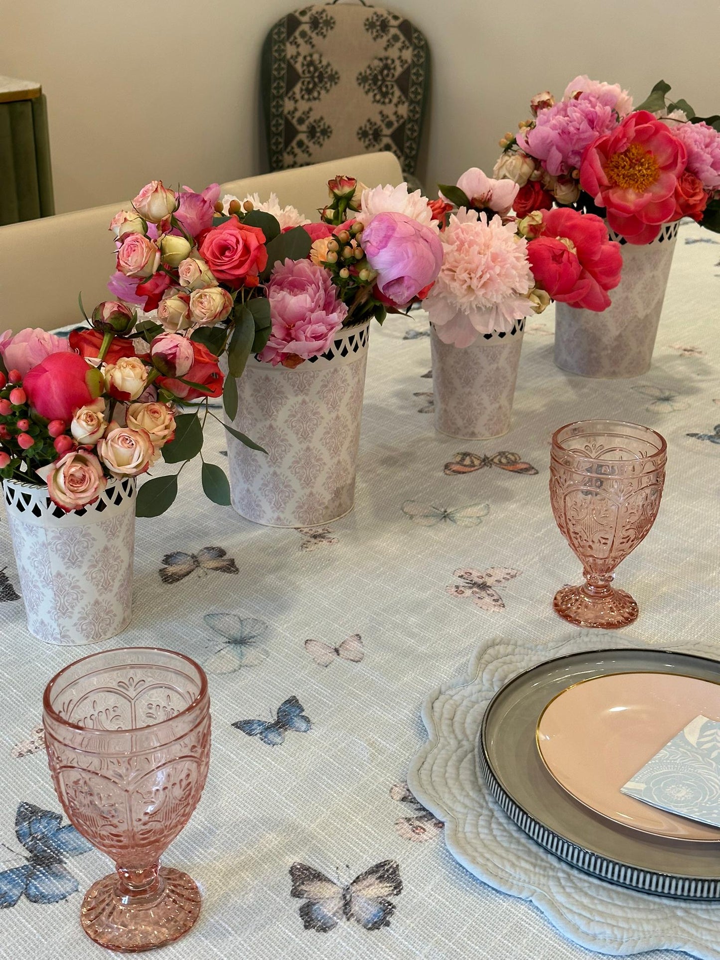 Blue Butterflies Burlap