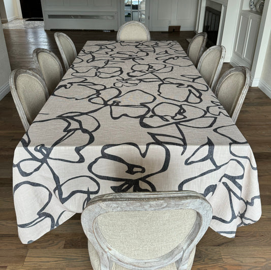 Black Flowers on Tan