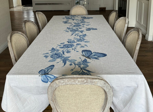 Blue Butterfly Runner Style Burlap