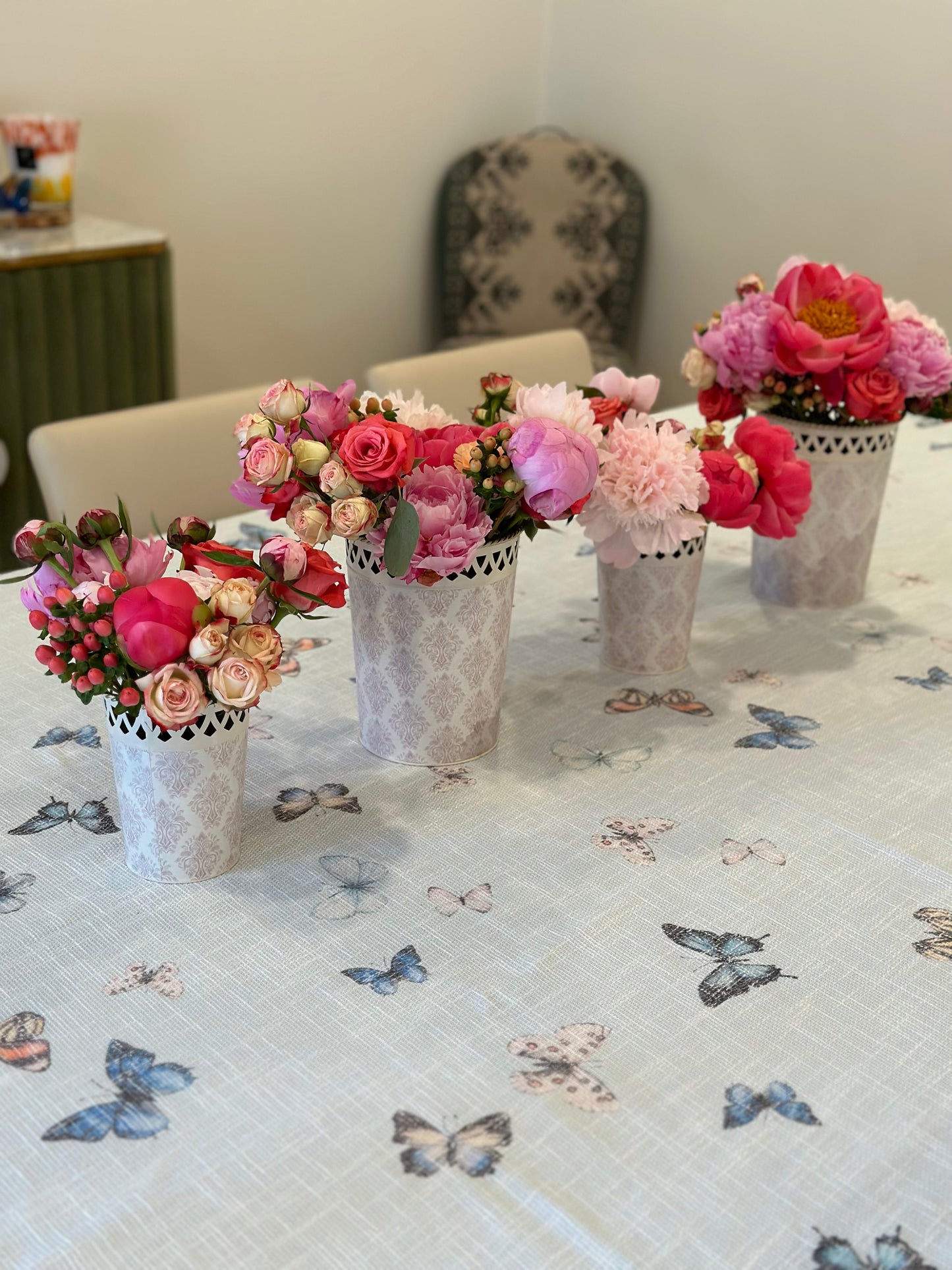 Blue Butterflies Burlap