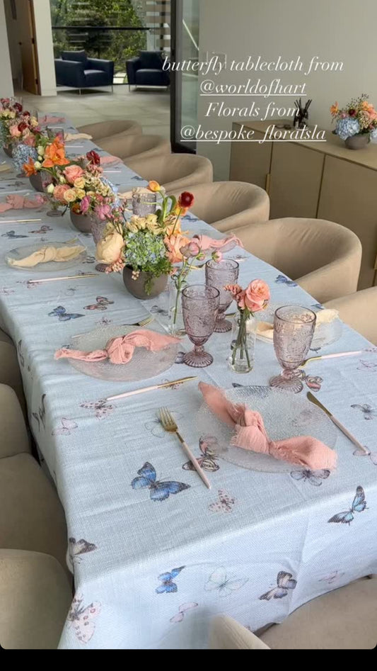 Blue Butterflies Burlap