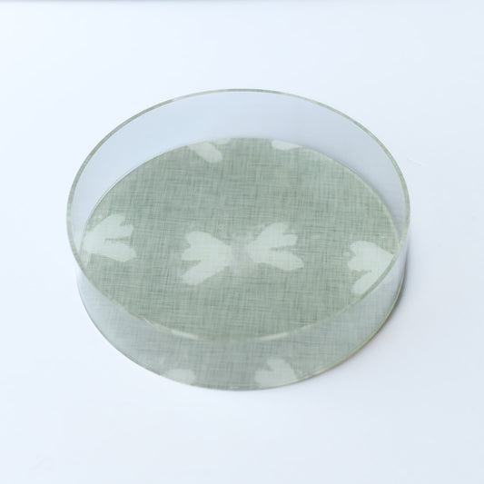 Cream Butterfly Motif Round Tray