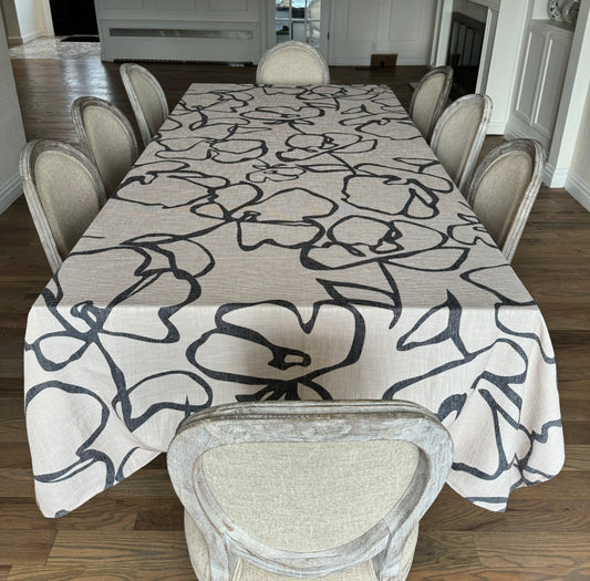 Black Flowers on Tan