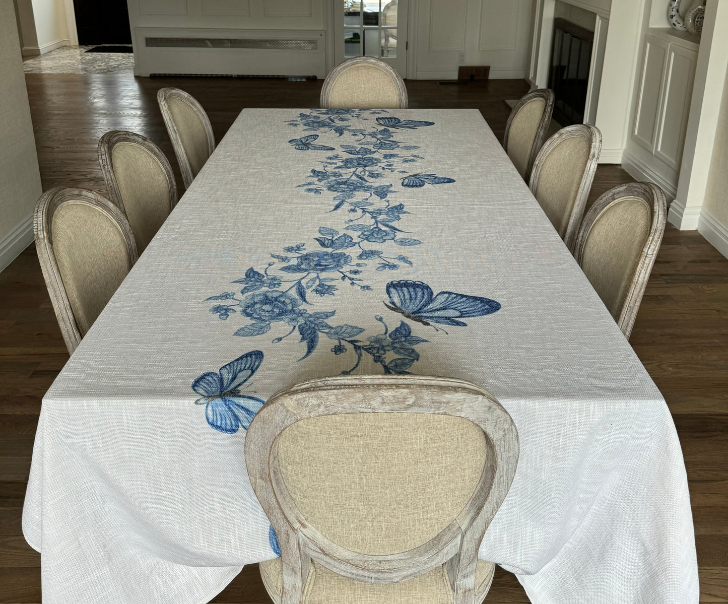 Blue Butterfly Runner Style Burlap
