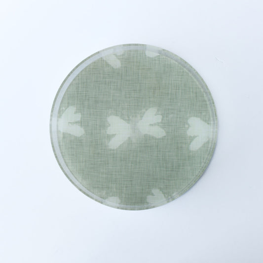 Cream Butterfly Motif Round Tray