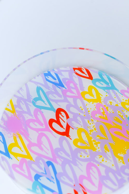 Graffiti Hearts Round Tray