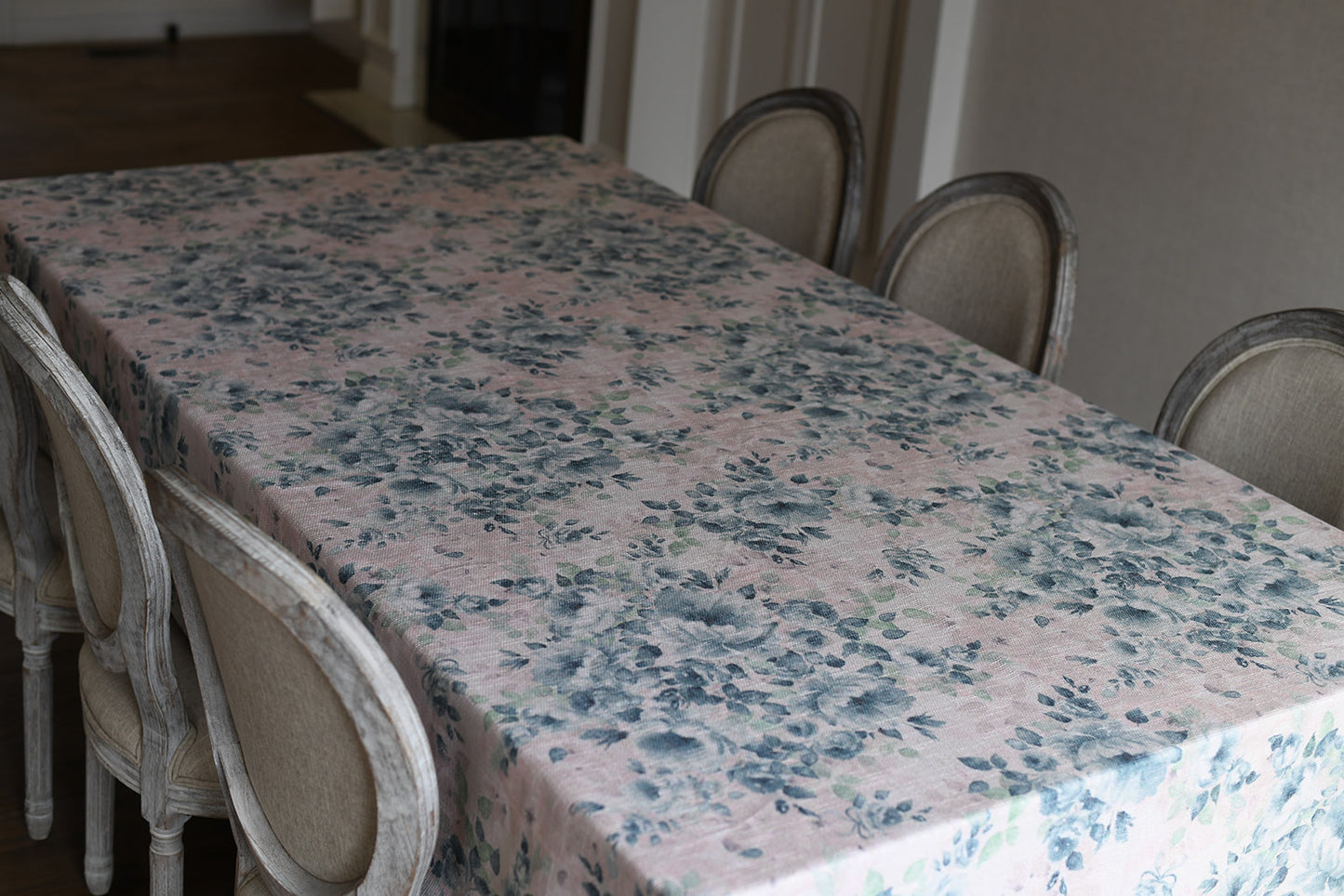 Blue Green Nude Florals (burlap)