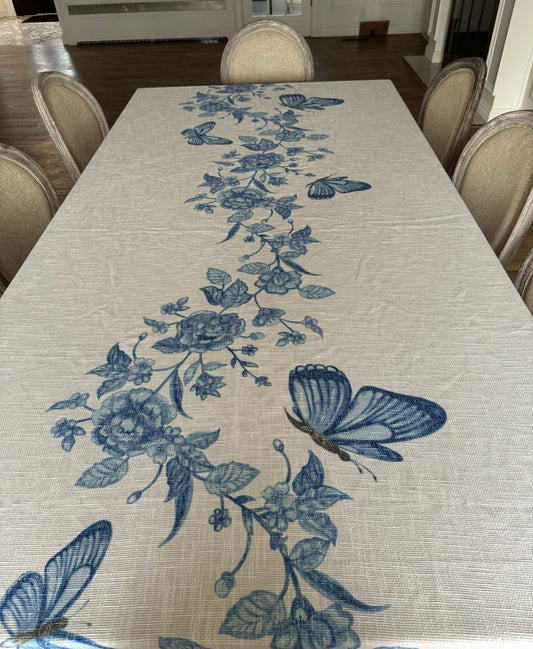 Blue Butterfly Runner Style Burlap