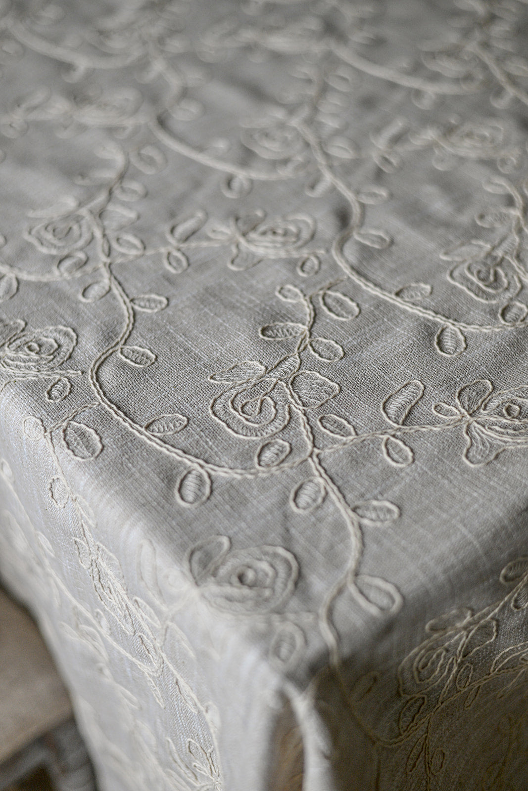 Cream Rose Embroidery