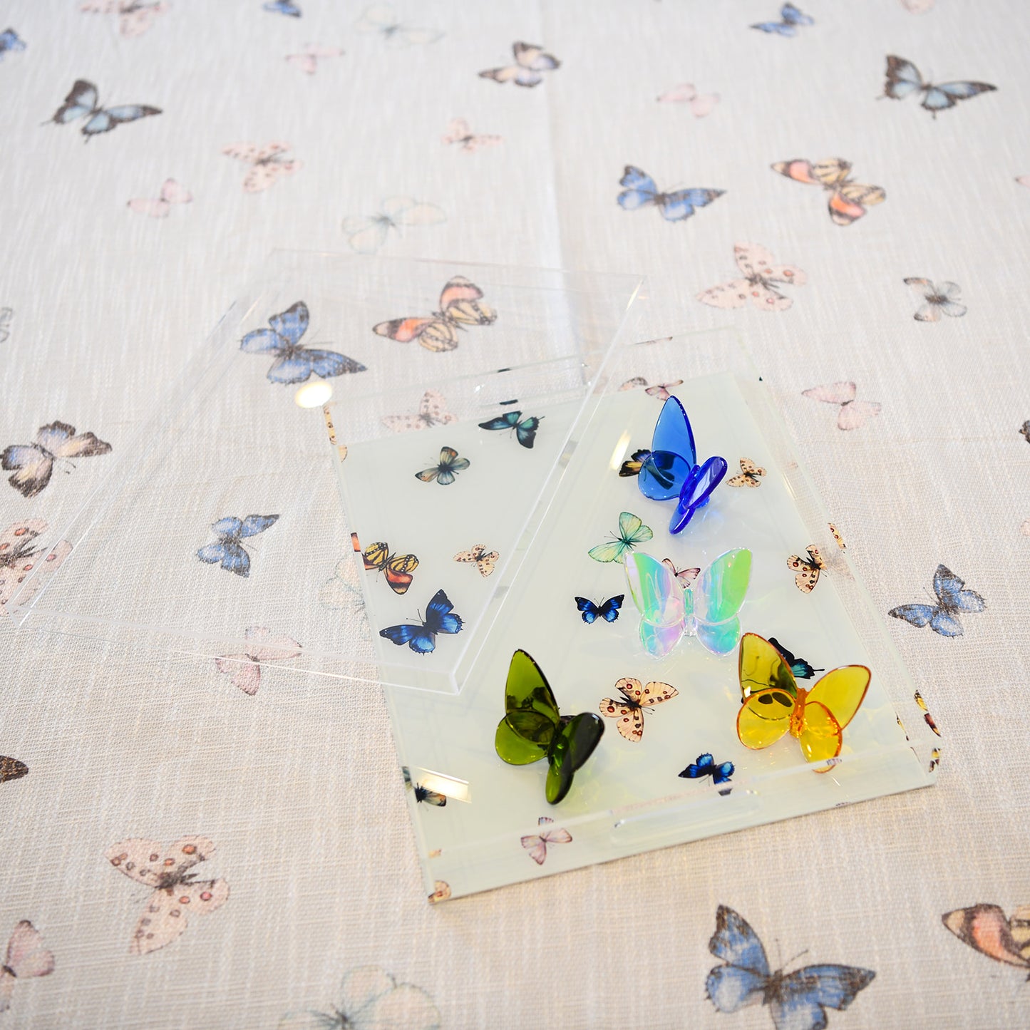 Blue Butterflies Burlap