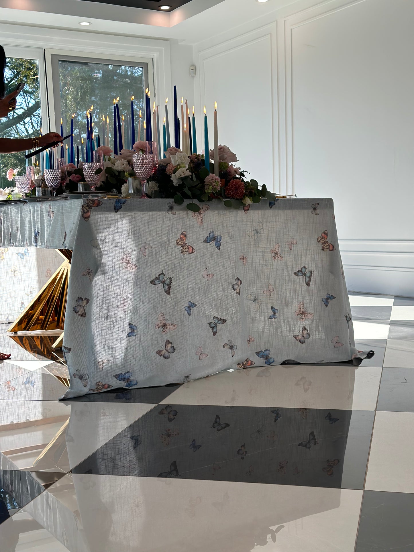 Blue Butterflies Burlap