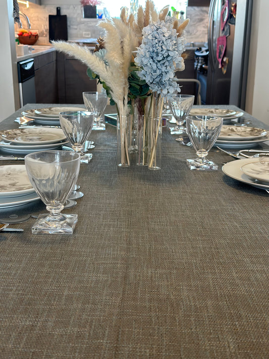 Solid: Deep Blue/Grey Burlap