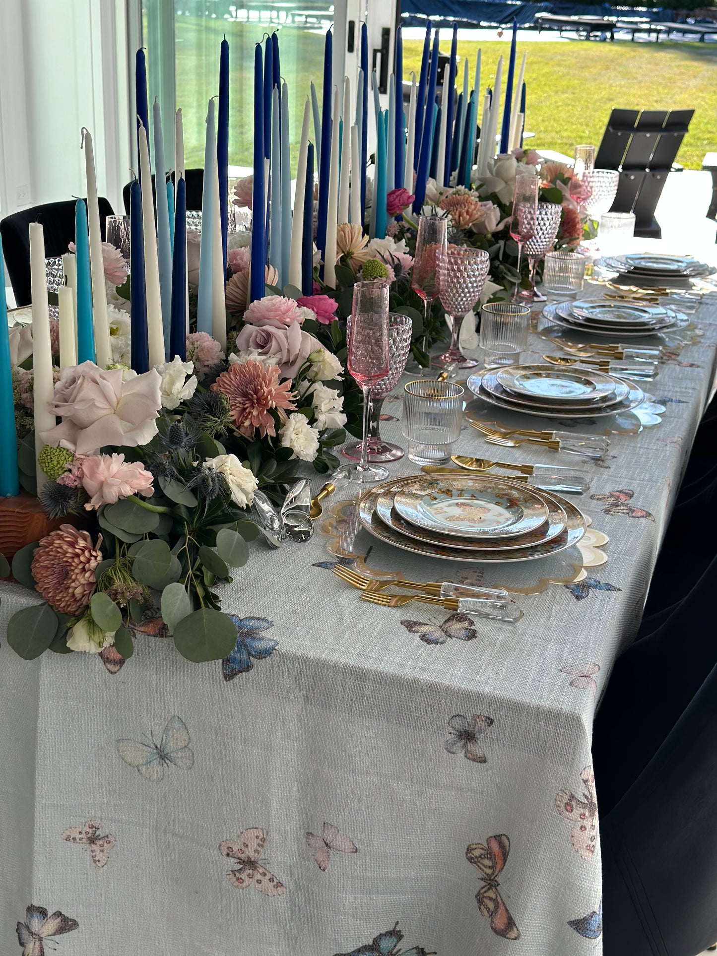 Blue Butterflies Burlap