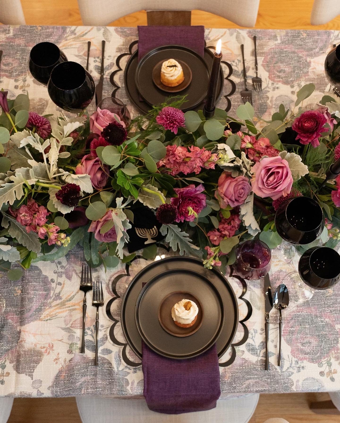 Purple Flower Burlap