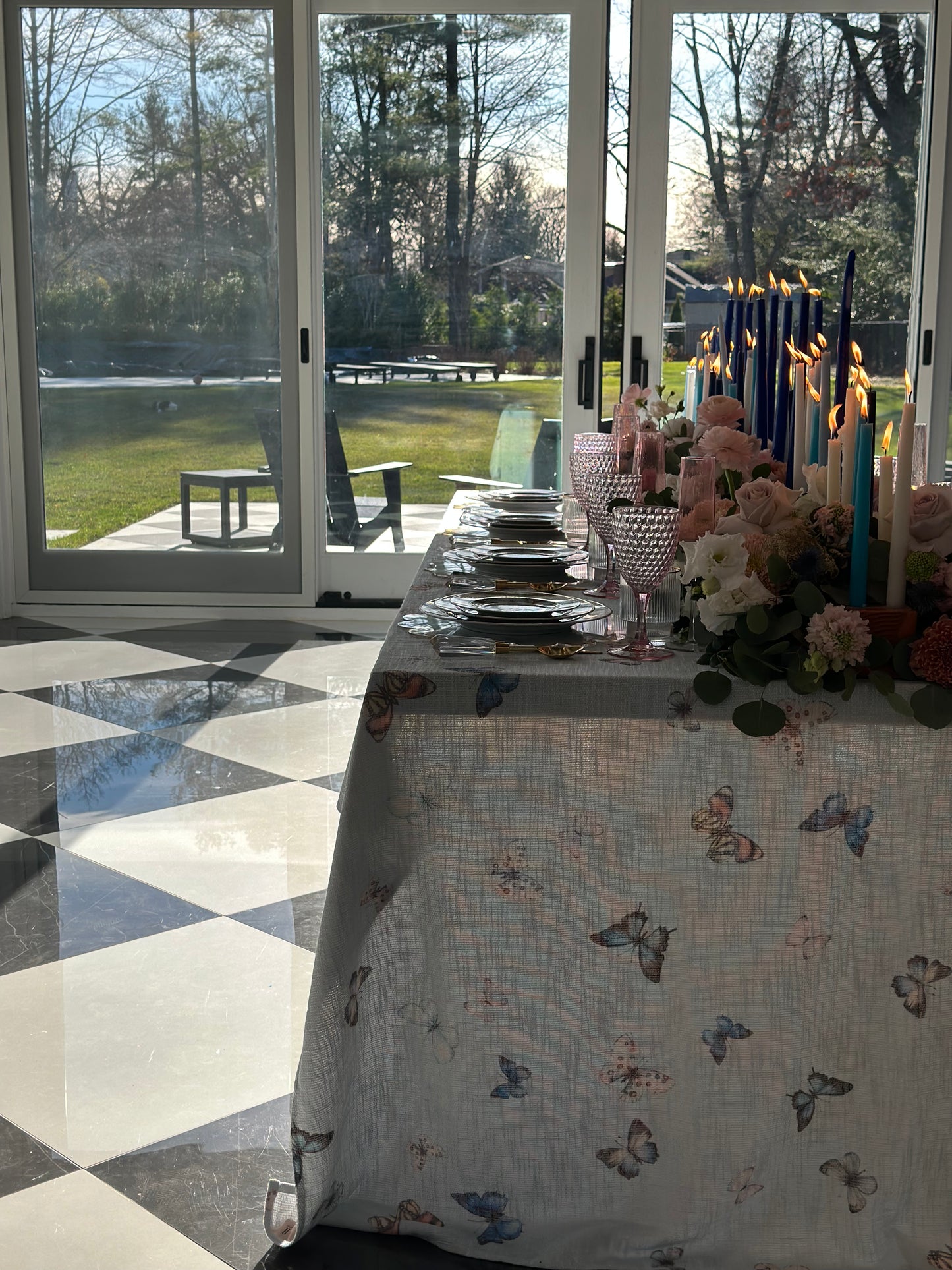 Blue Butterflies Burlap