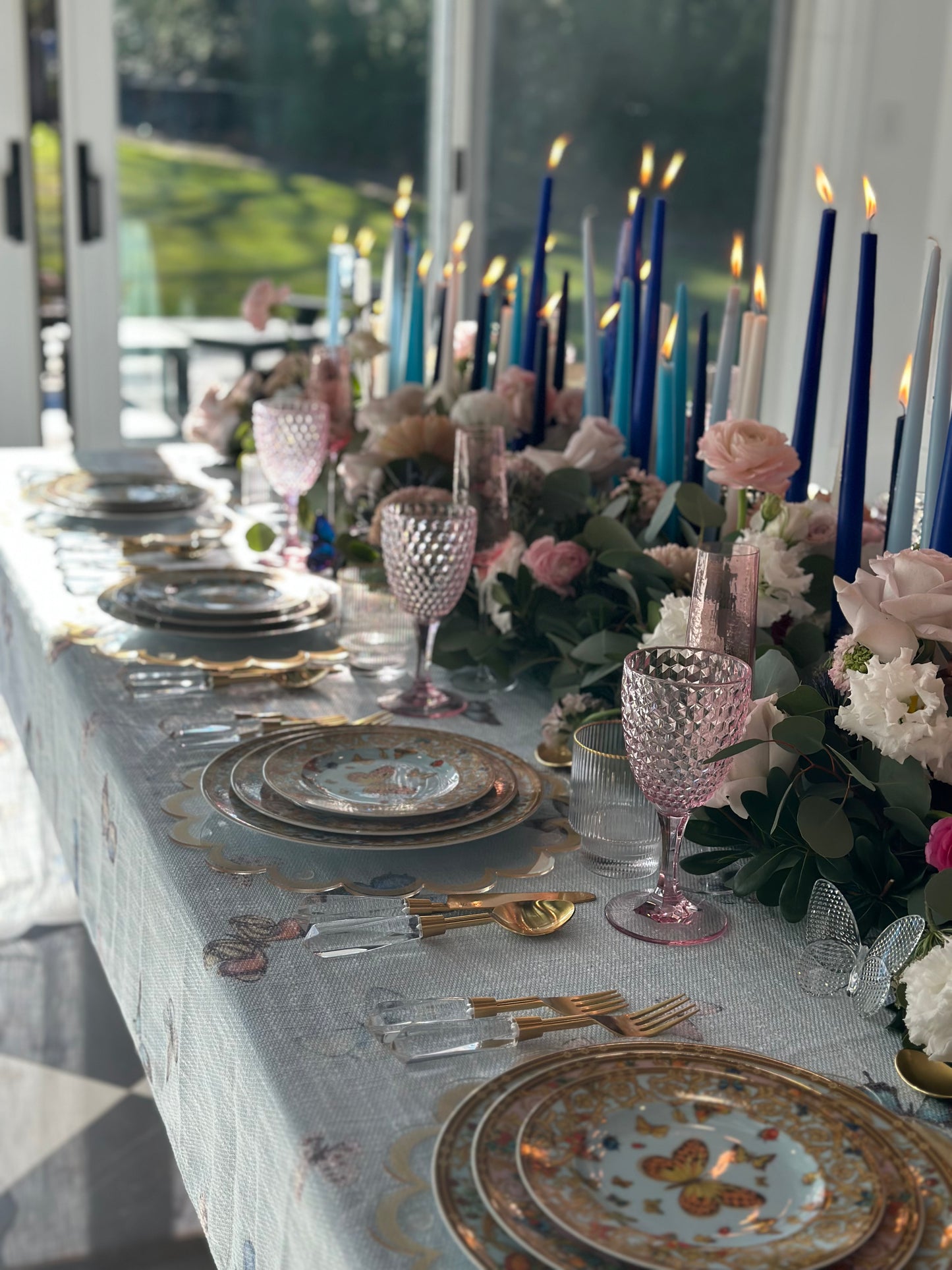 Blue Butterflies Burlap