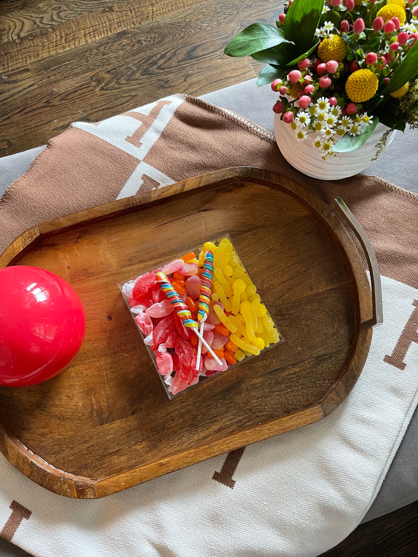 Square lucite tray “summer hues”
