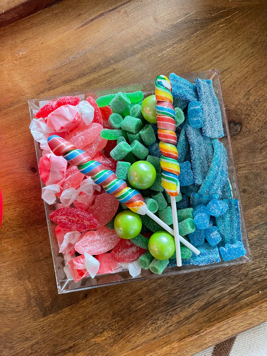 Square lucite tray “spring hues”