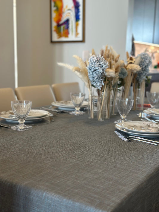 Solid: Deep Blue/Grey Burlap