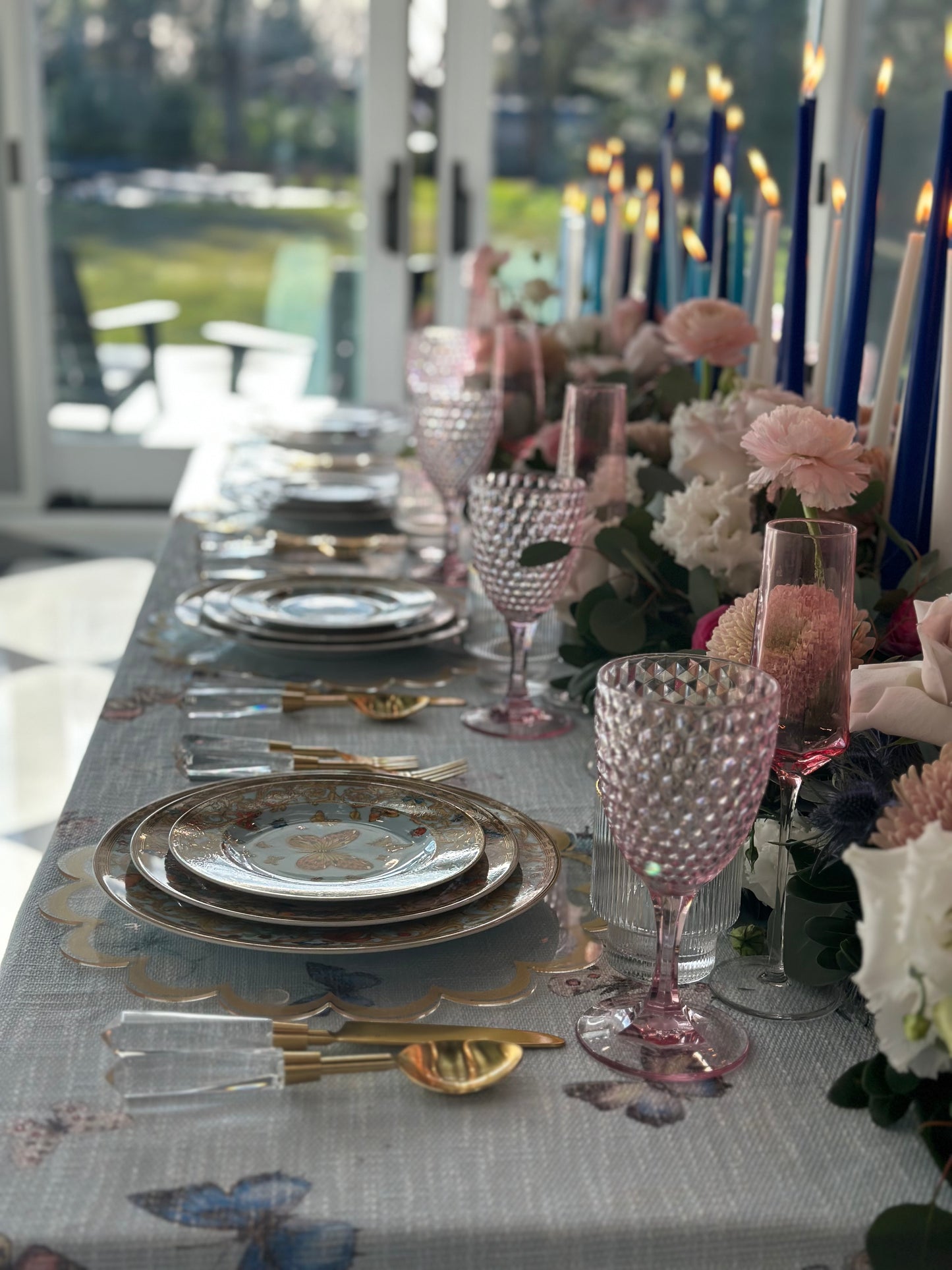 Blue Butterflies Burlap