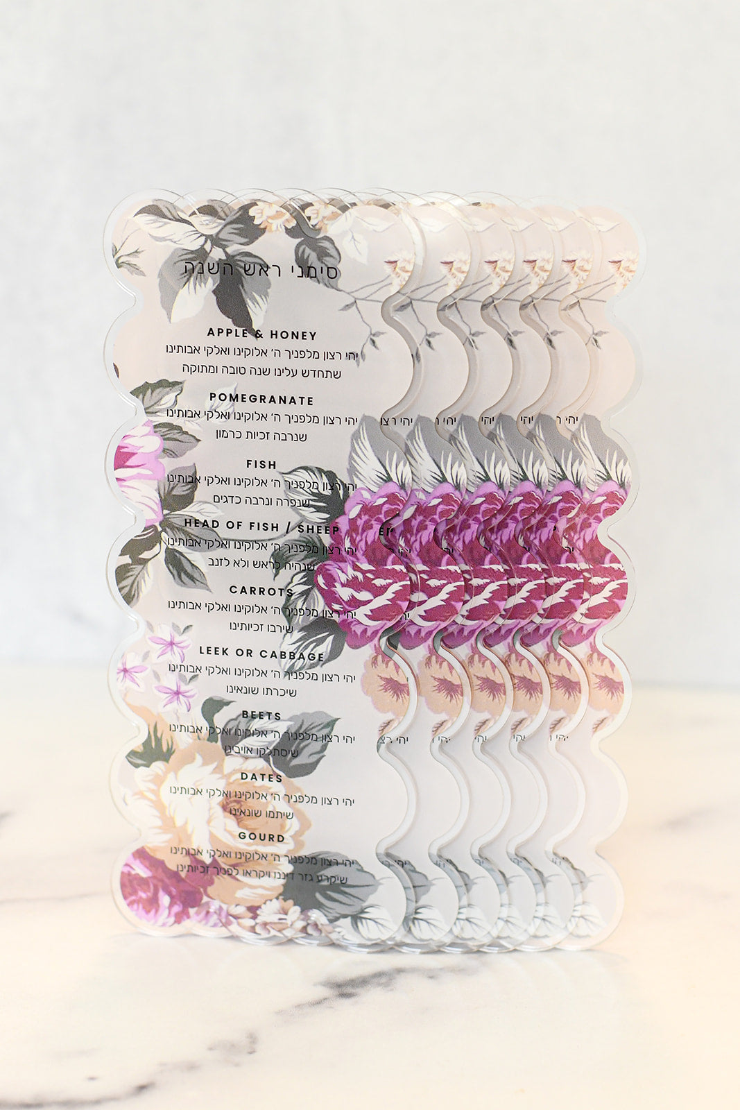 Maroon Flowers deign Simanim Cards 6pcs/pkg (Copy)