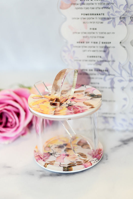 Lucite Honey Dish: Fall floral Design