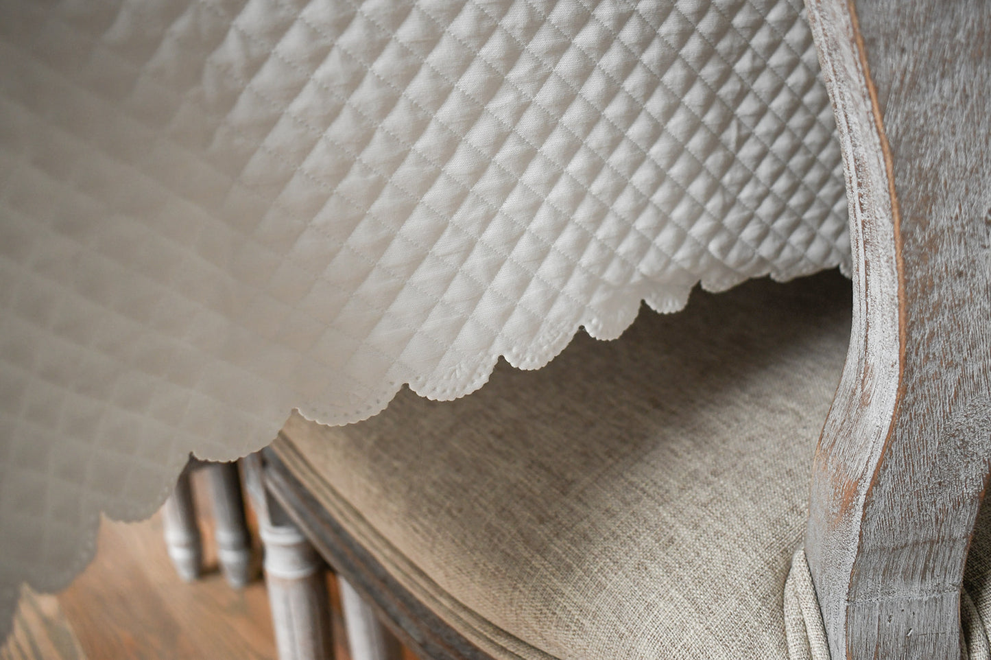 White Scalloped Quilted Cloth