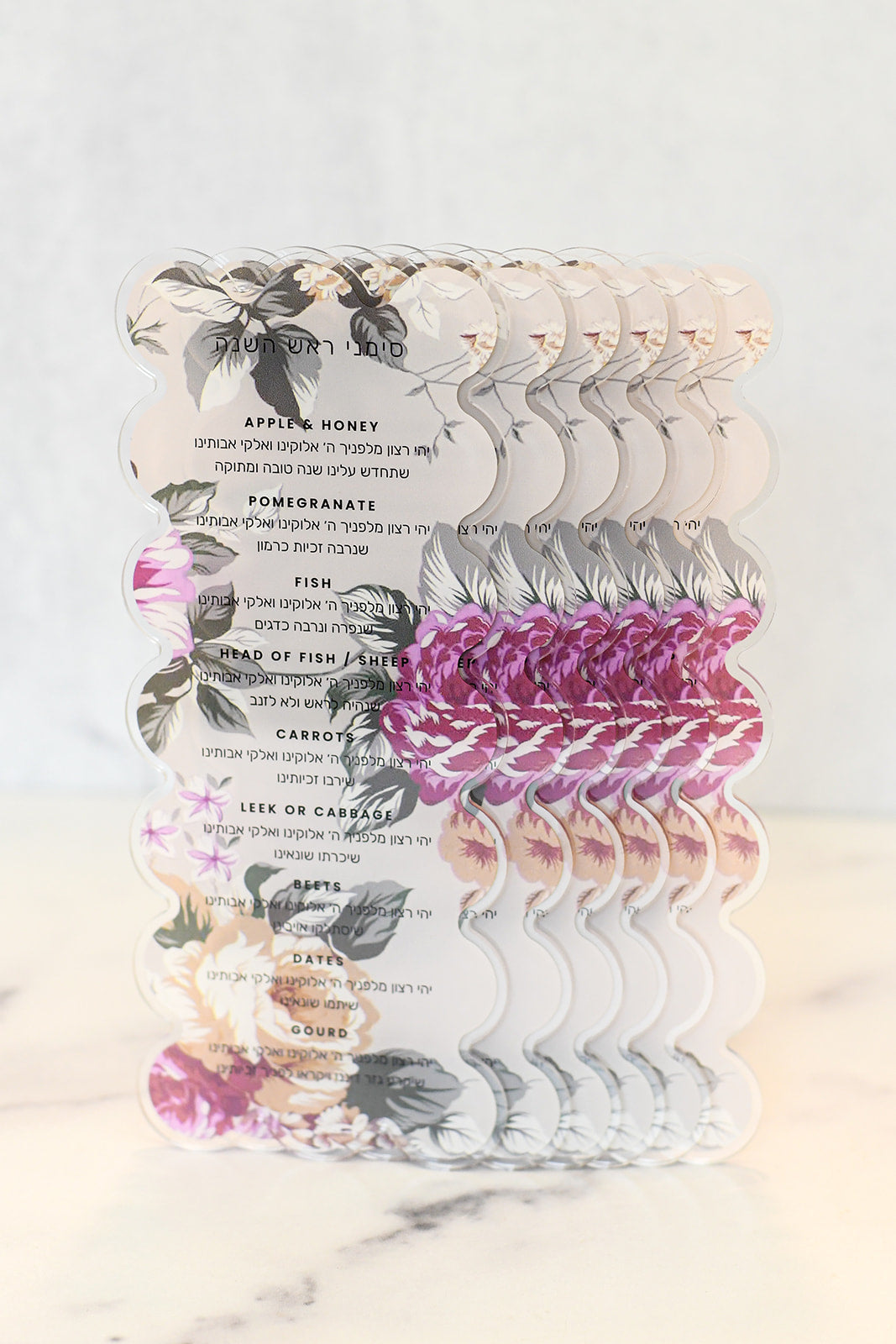 Maroon Flowers deign Simanim Cards 6pcs/pkg (Copy)