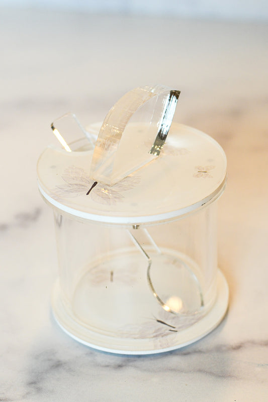 Lucite Honey Dish: Mixed Metals Butterflies Design