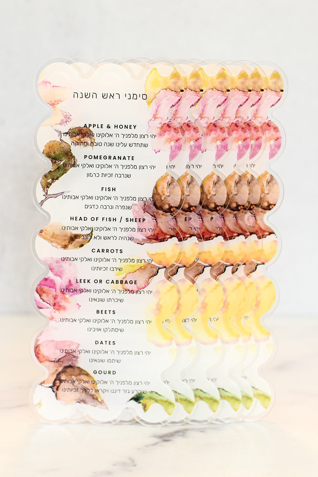 Fall floral Simanim Cards 6pcs/pkg