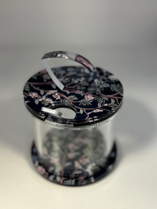Lucite Honey Dish: Deep Navy Chinoiserie Beauty Print