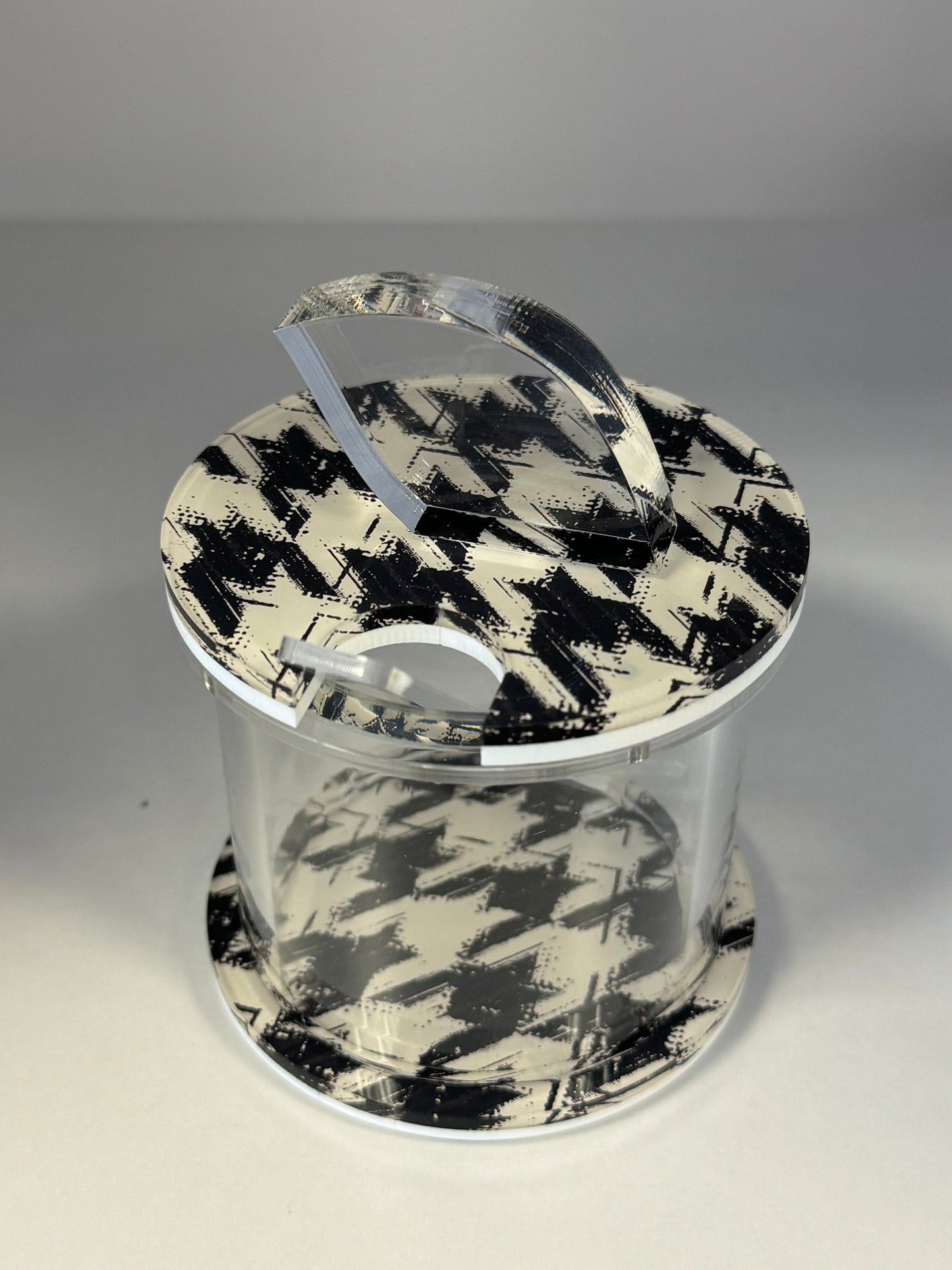 Lucite Honey Dish: Houndstooth Print