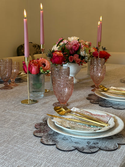 Taupey Toile Chargers (Extra thick lucite) Luxe