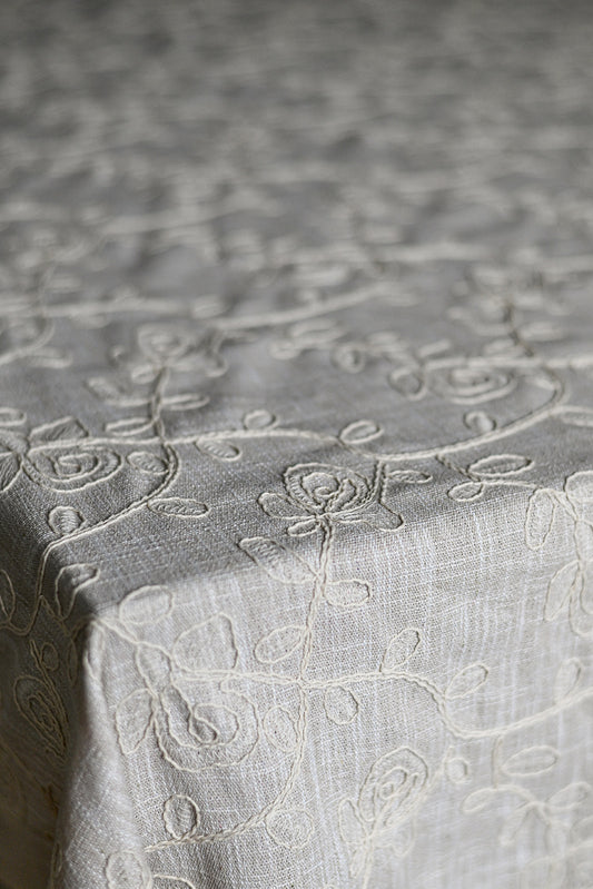 Cream Rose Embroidery