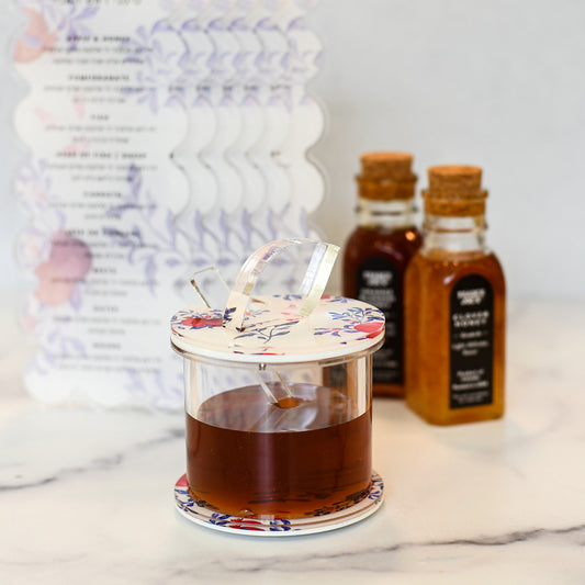 Lucite Honey Dish: Pomegranate Design