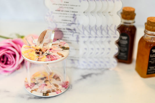 Lucite Honey Dish: Fall floral Design