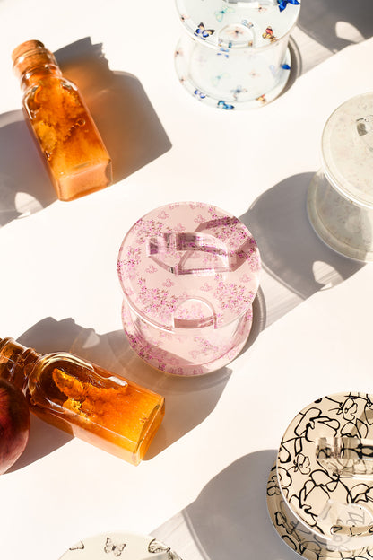 Pink Floral Honey Dish