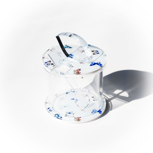 Lucite Honey Dish: Blue Butterflies Print