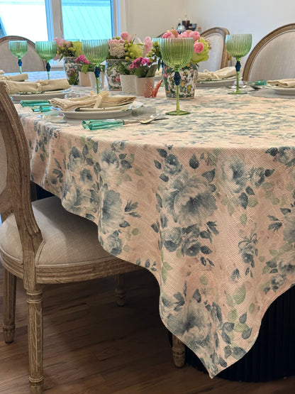 Blue Green Nude Florals (burlap)