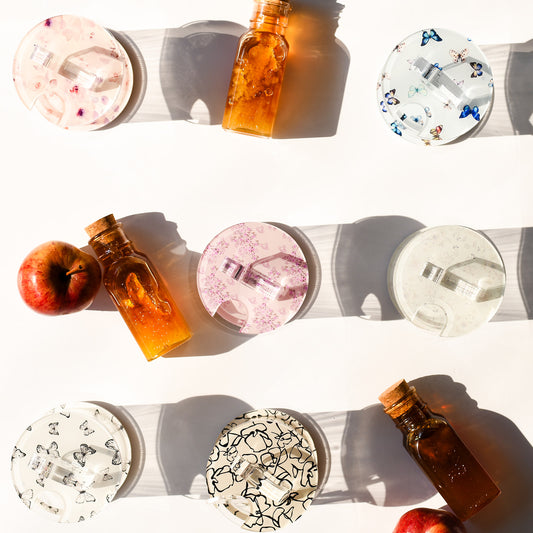 Lucite Honey Dish: September Floral Print