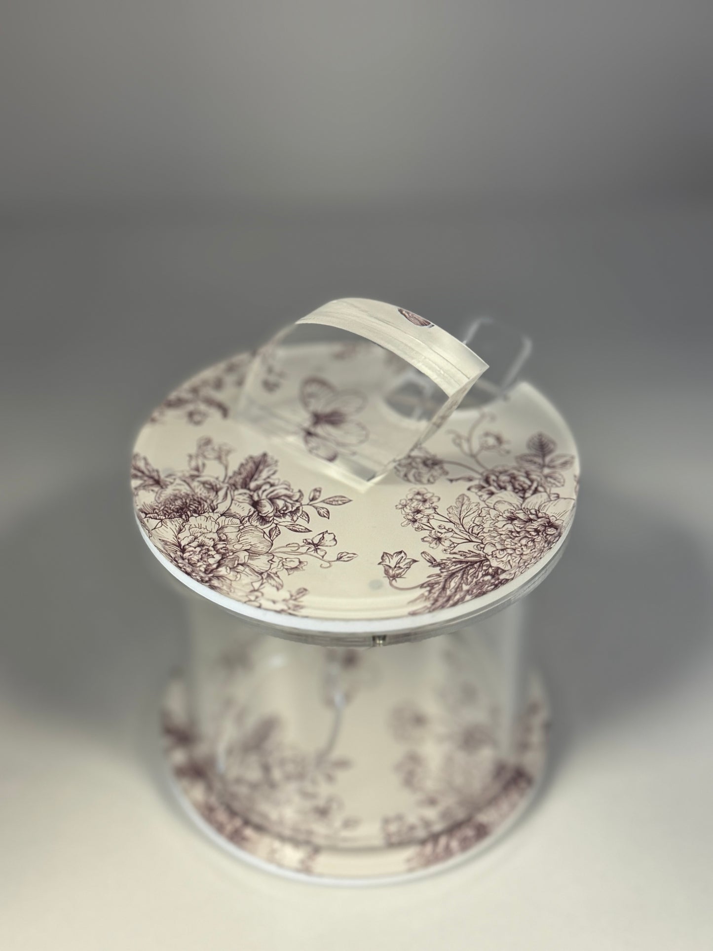 Lucite Honey Dish: Toile Print