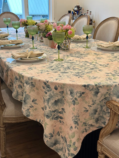 Blue Green Nude Florals (burlap)