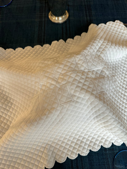 White Scallop Challah Cover