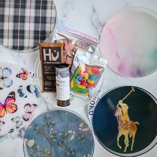 Lucite Round Printed Tray