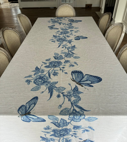 Blue Butterfly Runner Style Burlap