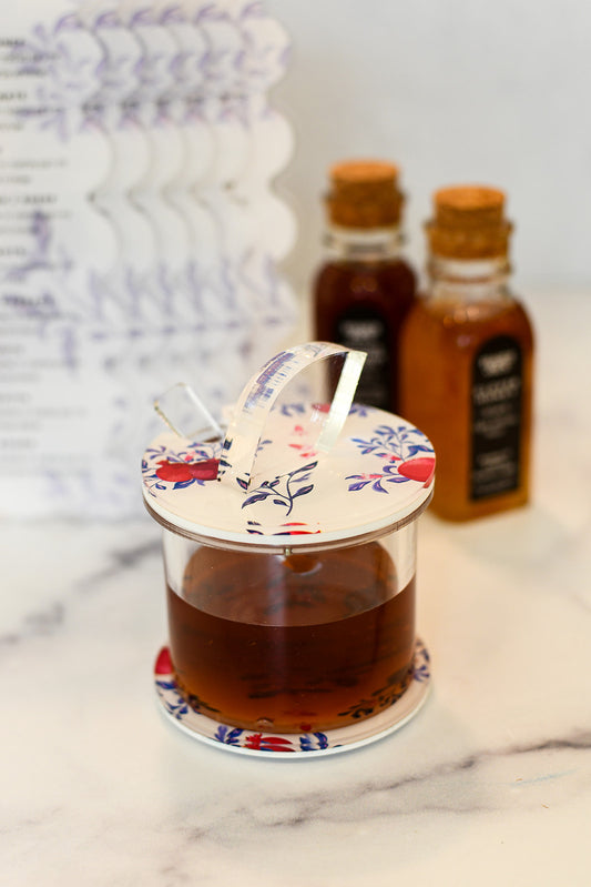 Lucite Honey Dish: Pomegranate Design