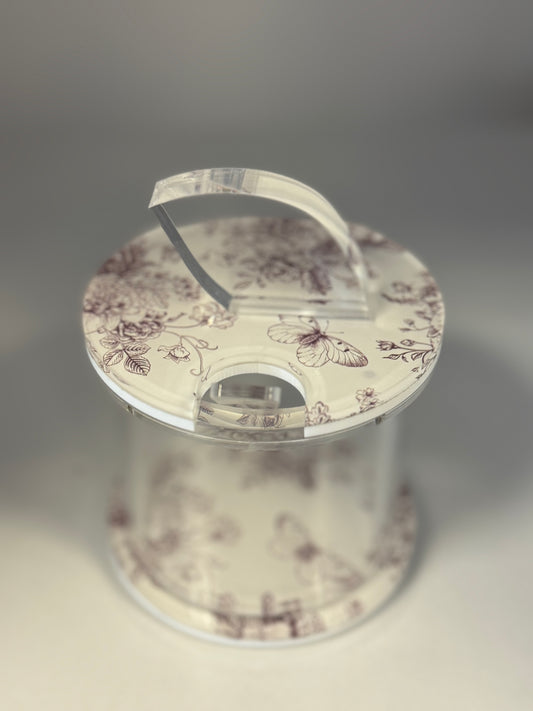 Lucite Honey Dish: Toile Print