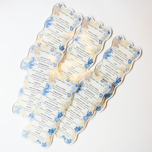 Neutral Blues Beauty Print New Scallop style Simanim Cards