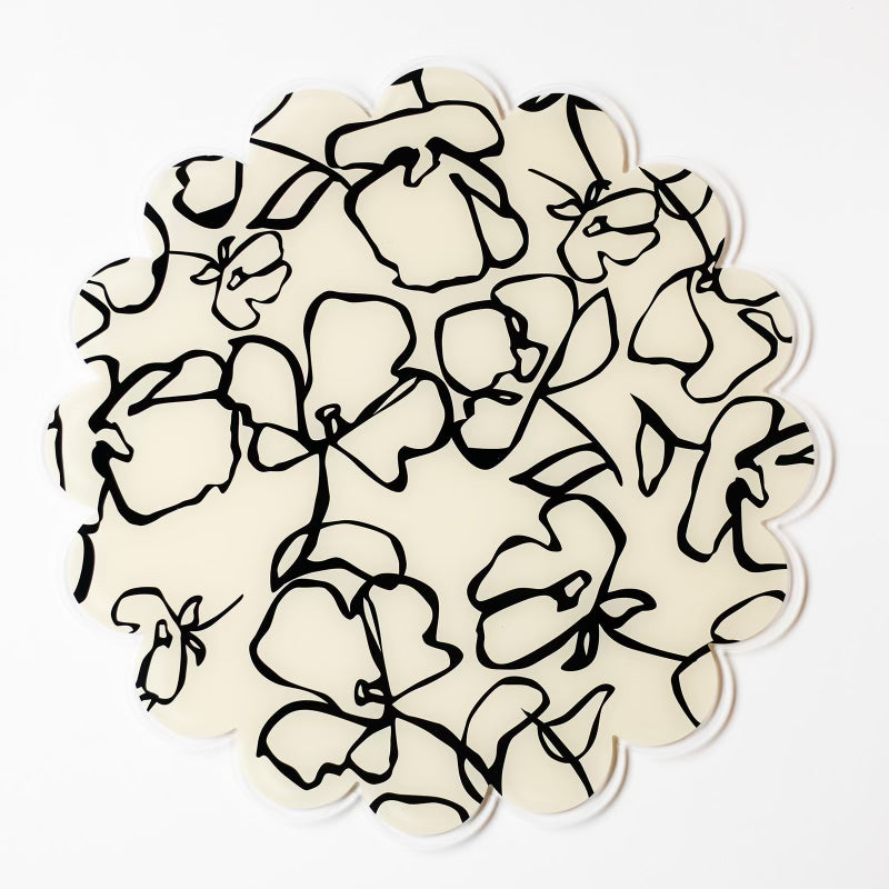 Acrylic Charger- Black Flower on Tan (6PCS)